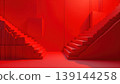 Futuristic Red Geometric Corridor With Layered Perspective Lines 139144258