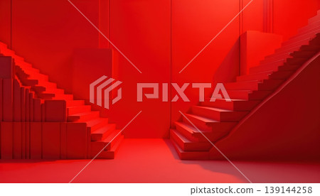Futuristic Red Geometric Corridor With Layered Perspective Lines Futuristic Red Geometric Corridor With Layered Perspective Lines 139144258