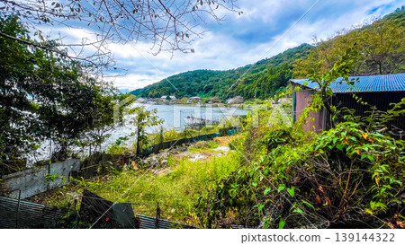 Viewing Okishima Island – Lake Biwa scenery in the season of fresh greenery Viewing Okishima Island – Lake Biwa scenery in the season of fresh greenery 139144322