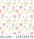 Abstract flower and plant doodle hand drawn seamless pattern background for wrapping and wallpaper 139144578