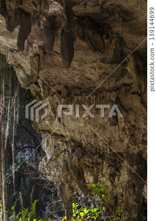 Vertical photo of a limestone cave interior Vertical photo of a limestone cave interior 139144699
