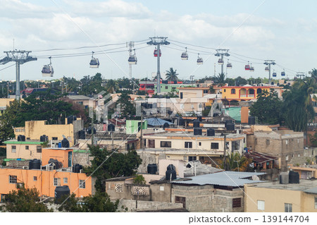 Cabins of Teleferico Santo Domingo ride over the city Cabins of Teleferico Santo Domingo ride over the city 139144704