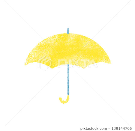 水彩風格的黃色雨傘插圖；可愛、手繪、風格化；雨具；透明背景。 139144706