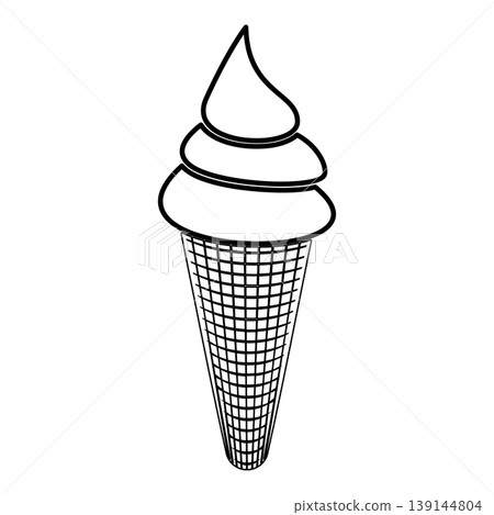 Ice cream in waffle cone cup Sweet dessert contour outline line icon black color vector illustration image thin flat style Ice cream in waffle cone cup Sweet dessert contour outline line icon black color vector illustration image thin flat style 139144804