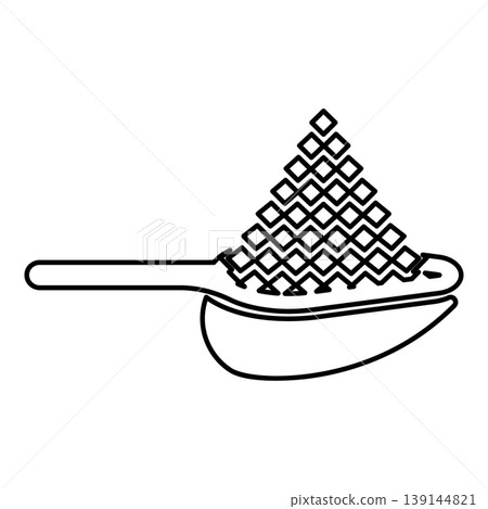 Loose product on scoop bulk contour outline line icon black color vector illustration image thin flat style Loose product on scoop bulk contour outline line icon black color vector illustration image thin flat style 139144821