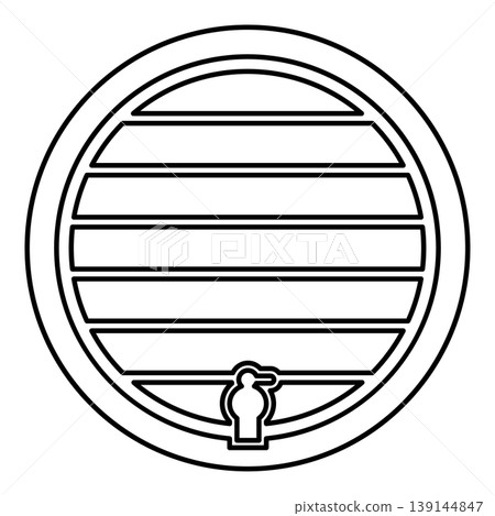 Barrel for wine brendy beer wine cask with tap contour outline line icon black color vector illustration image thin flat style 139144847