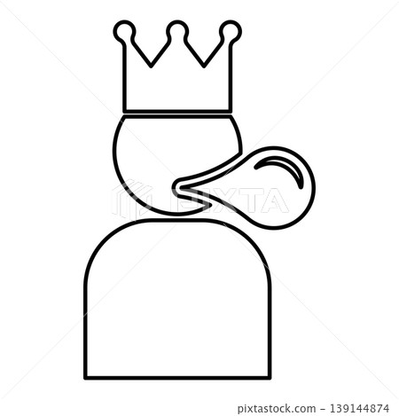 King blowing bubble gum contour outline line icon black color vector illustration image thin flat style King blowing bubble gum contour outline line icon black color vector illustration image thin flat style 139144874