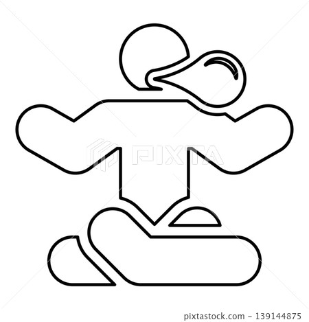 Person in a yoga pose blowing bubble gum contour outline line icon black color vector illustration image thin flat style Person in a yoga pose blowing bubble gum contour outline line icon black color vector illustration image thin flat style 139144875