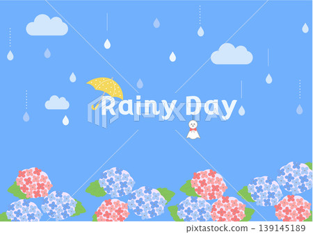 Rainy season background illustration, rainy season banner, rainy season materials, rainy day, frame, raindrops, frog, umbrella 139145189