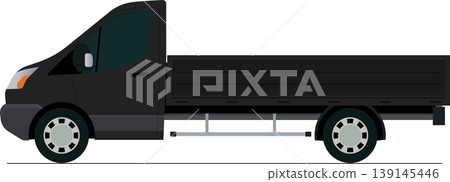 Pickup van flat side view illustration Pickup van flat side view illustration 139145446