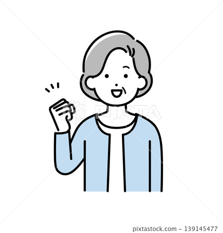Illustration of senior woman doing guts pose Illustration of senior woman doing guts pose 139145477