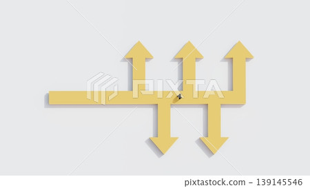 concept of multiple direction arrows showing decision making and strategic choices in business, career planning, leadership, and navigating different paths toward success concept of multiple direction arrows showing decision making and strategic choices in business, career planning, leadership, and navigating different paths toward success 139145546