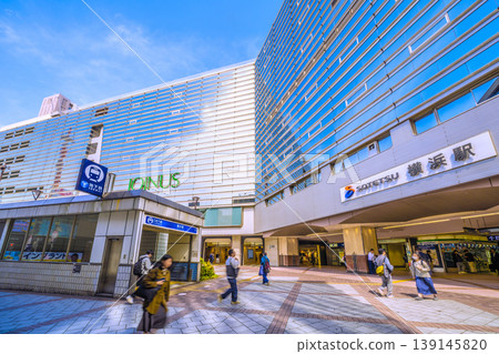 Yokohama cityscape, Japan, April 17th. View of SOTETSU Yokohama Station and subway entrances… 139145820