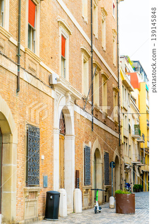 Italy, Rimini old Italian city Narrow street house architecture Italy, Rimini old Italian city Narrow street house architecture 139145848