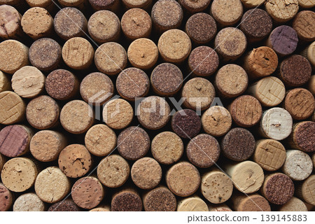 Wine corks background, shot from the top 139145883