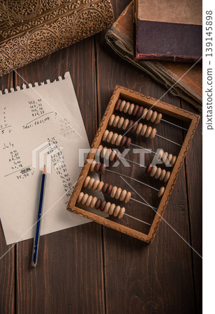 still life with retro bills and paper. Financial settlement. 139145898