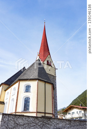 Parish Church of Eben am Achensee and summer landscape shot at Lake Achensee, Pertisau, Eben am Achensee, Tyrol, Austria 139146186