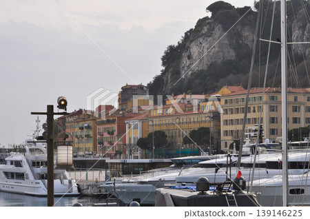 Port Lympia with yachts and sailboats in Nice Port Lympia with yachts and sailboats in Nice 139146225