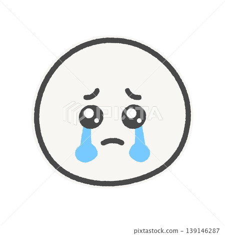 Crying face emoji icon - Cute hand-drawn illustration of a teary-eyed, sad face - with a white border Crying face emoji icon - Cute hand-drawn illustration of a teary-eyed, sad face - with a white border 139146287