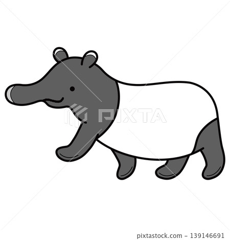 一張可愛的馬來貘全身插圖 139146691