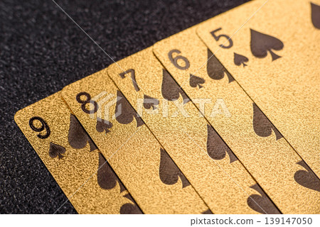 Playing cards and chips on a table, a gambling game of poker. Cards and chips Playing cards and chips on a table, a gambling game of poker. Cards and chips 139147050