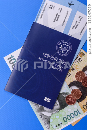 Korea, Korean passport for travel, immigration, or identity verification. Korean passport Korea, Korean passport for travel, immigration, or identity verification. Korean passport 139147069