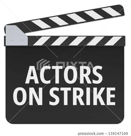 Actors on Strike concept with film clapperboard. 3D rendering Actors on Strike concept with film clapperboard. 3D rendering 139147109