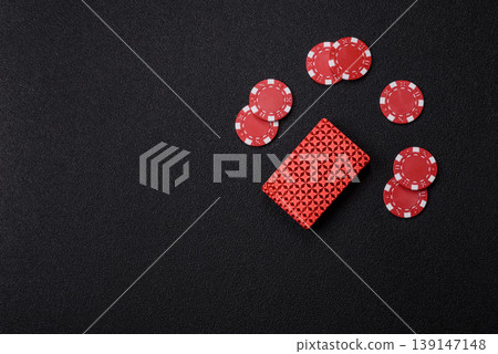 Casino, cards and chips on a colored background, poker and blackjack. Cards and chips Casino, cards and chips on a colored background, poker and blackjack. Cards and chips 139147148