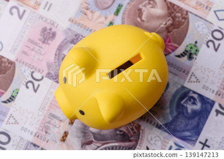 A piggy bank as a concept for storing, accumulating, and saving financial resources. A piggy bank 139147213