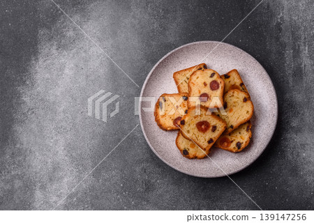 Fruit cake, a dessert with cherries, plums, and raisins for a festive Christmas table. Fruit cake 139147256