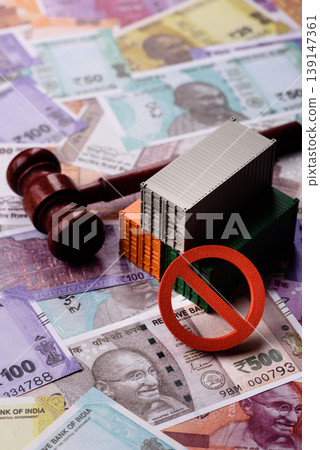 The cargo container ban on the Indian money as a conceptual backdrop. The cargo container embargo The cargo container ban on the Indian money as a conceptual backdrop. The cargo container embargo 139147361