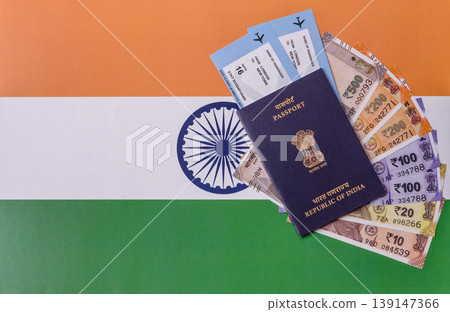 Indian passport, a document for travel, leisure, and work. Passport of India Indian passport, a document for travel, leisure, and work. Passport of India 139147366