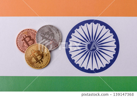 A conceptual financial background, Bitcoin against the Rupee. Bitcoin on the Indian currency A conceptual financial background, Bitcoin against the Rupee. Bitcoin on the Indian currency 139147368