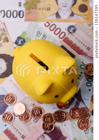 A piggy bank as a concept for storing, accumulating, and saving financial resources. A piggy bank 139147395