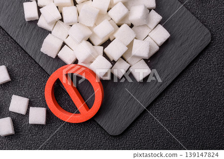 The sugar ban sign as a concept to stop the problem of diabetes, a call to diet. The sugar ban sign 139147824