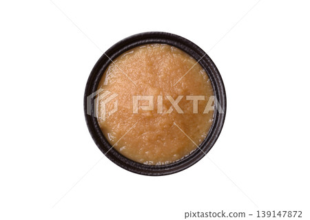 Apple sweet sauce, baby food, canned ingredient for desserts. Apple sauce Apple sweet sauce, baby food, canned ingredient for desserts. Apple sauce 139147872