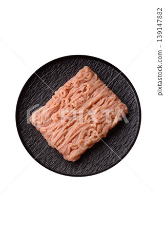 Raw fresh ground chicken, turkey, or pork for burgers or meatballs. Raw ground chicken Raw fresh ground chicken, turkey, or pork for burgers or meatballs. Raw ground chicken 139147882