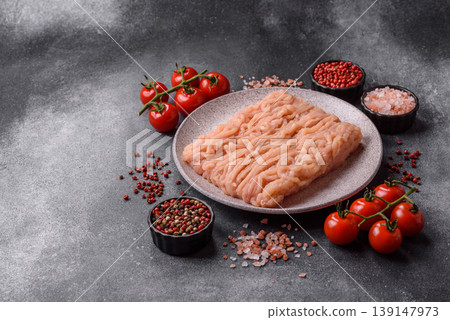 Raw fresh ground chicken, turkey, or pork for burgers or meatballs. Raw ground chicken 139147973