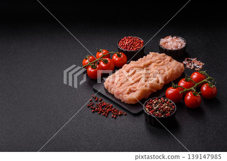 Raw fresh ground chicken, turkey, or pork for burgers or meatballs. Raw ground chicken 139147985