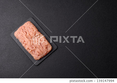 Raw fresh ground chicken, turkey, or pork for burgers or meatballs. Raw ground chicken Raw fresh ground chicken, turkey, or pork for burgers or meatballs. Raw ground chicken 139147994