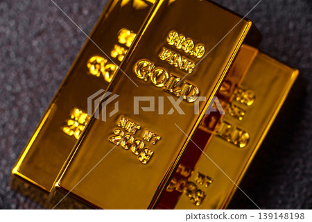 Gold bars or ingots as a metal for bank storage, investments, and financial transactions. Gold bars 139148198