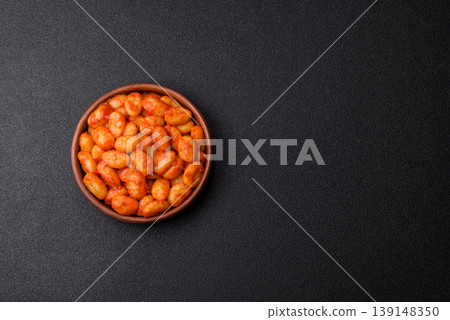 Homemade potato gnocchi with Bolognese sauce, seasoned with salt and spices. Gnocchi with sauce Homemade potato gnocchi with Bolognese sauce, seasoned with salt and spices. Gnocchi with sauce 139148350