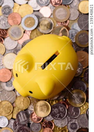 A piggy bank as a concept for storing, accumulating, and saving financial resources. A piggy bank 139148621