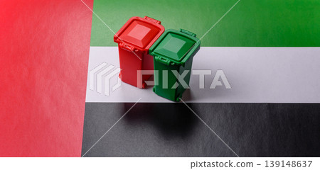 Bins for garbage, a conceptual background for selective and recycling waste disposal. Bins for trash Bins for garbage, a conceptual background for selective and recycling waste disposal. Bins for trash 139148637