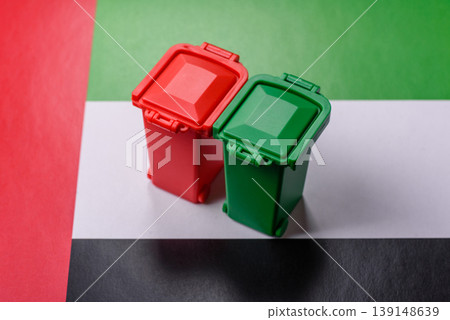 Bins for garbage, a conceptual background for selective and recycling waste disposal. Bins for trash Bins for garbage, a conceptual background for selective and recycling waste disposal. Bins for trash 139148639