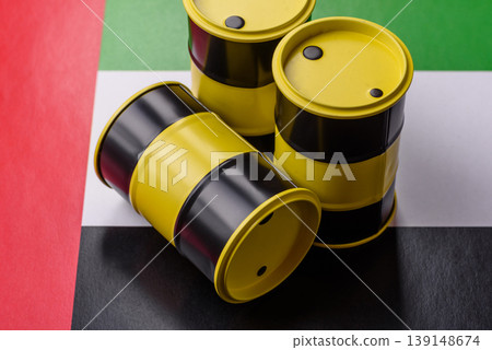 Metal barrels containing oil, gas, or chemicals, with a prohibition sign. Oil barrels Metal barrels containing oil, gas, or chemicals, with a prohibition sign. Oil barrels 139148674
