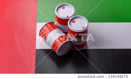 Metal barrels containing oil, gas, or chemicals, with a prohibition sign. Oil barrels 139148679
