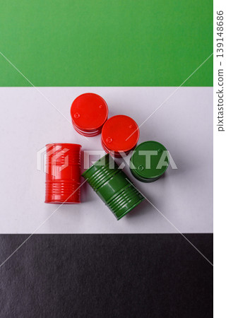 Metal barrels containing oil, gas, or chemicals, with a prohibition sign. Oil barrels 139148686