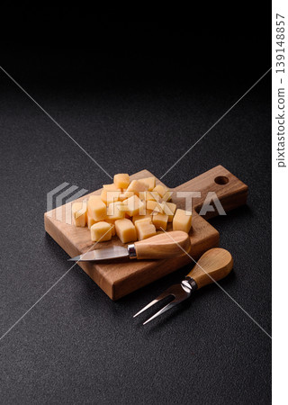 Parmesan cheese cubes for pasta, salads, and other Italian dishes. Parmesan cheese Parmesan cheese cubes for pasta, salads, and other Italian dishes. Parmesan cheese 139148857
