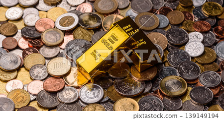 Gold bars or ingots as a tool for balance, financial investment, and savings. Gold bars 139149194